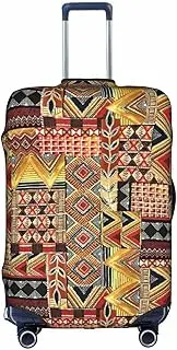 [pvinnk] African Textile Patchwork Print Protective Luggage Cover Elastic Washable Suitcase Travel Gear Protector, White, Small