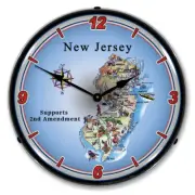 New Jersey Supports the 2nd Amendment, Lighted Backlit LED Clock