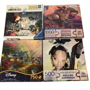 Lot of 4 Mickey Minnie Puzzle Disney Pixar Thomas Kinkade Nolan Anderson Patriot