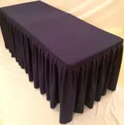 6' Fitted Polyester Double Pleated Table Skirt Cover w/Top Topper Wedding Purple