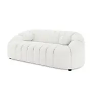 Trina 3 Seater Boucle Sofa with Ball Pillows - Cream White