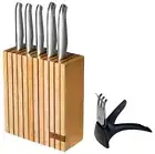 Furi - Pro Wood Knife Block Set, 7 Piece - Stainless Steel Knives/Wood Block