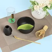 DJAPWPX 5 Pcs Matcha Set, Practical Matcha Whisk Set Includes Matcha Bowl with Spout Matcha Whisk Holder Matcha Whisk Tea Scoop, Delicate Matcha Tea Set for Matcha Tea Lovers (Black)