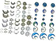[PLAFOPE] 104pc Diy Jewelry Pendants Alloy Moon Star Pendants Earring Charms Set Diy