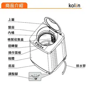 【Kolin 歌林】單槽洗衣機 3.5KG-灰白BW-35S03 送基本運送+安裝