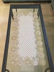 Gold Cream Lace Placemat Side Coffee Cover Table Cloth Desk Home Decor 16"x34"