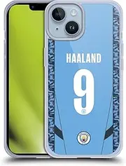 Head Case Designs Officially Licensed Manchester City Man City FC Erling Haaland 2024/25 Players Home Kit Soft Gel Case Compatible with Apple iPhone 14