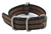 ArtStyle Watch Band with Colorful Nylon Material Strap 20mm Black/Orange/Green