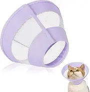 Cat Cone, Soft Cat Cone Collar to Stop Licking and Scratching Wounds, Adjustable E-Collar After Surgery for Cats, Mesh Recovery Collar for Cats, Kittens, Rabbits (Purple, M)