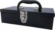 Workington Portable Carpenter Metal Tool Box with Latch, 11" Toolbox, Black