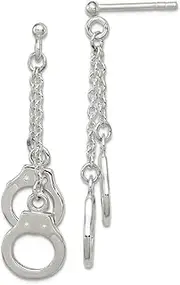 [JewelryWeb] 925 Sterling Silver Polished Hand Cuff Dangle Post Earrings 45x10mm Wide Ear-Cuff for Women