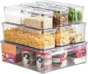 10 Pack Fridge Organisers with Lids, Bpa Free Fridge Storage Containers, 3 Sizes Stackable Clear Fridge Storage Organiser ,Pantry Storage Container, Kitchen Storage & Organisation for Fruit Vegetable