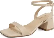 [TEAIEUI] Women's Heeled Sandals Strappy Low Block Heels Chunky for Women Comfortable Ankle Strap Open Toe Party Wedding Dress Shoes for Women Dressy