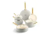 14pc GreenPan Padova Dove Grey Pots And Pans Cooking Set Home Kitchen Cookware