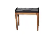 Design Square Square Wooden Side End Lamp Table Paladina Look - Walnut & Grey