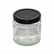 100 Small Round Food Grade Glass Jars 100ml With Black Lids-Bulk Discount Offer