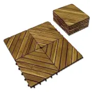 Interlocking Deck Tile (Pack of 10, 12"x12") Acacia Hardwood Deck Tile,