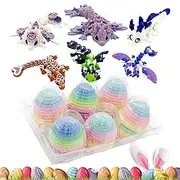 6-Pack Small Mystery Dragon Egg | 6Pcs 3D Dragon Egg Articulating Gemstone Crystal Figurine,Easter Basket Stuffers Fidget Toy for Home Office Decor Easter Activities