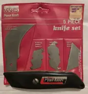 Montgomery Ward Linoleum Utility Knife Set Powr Kraft 4 Blades Unused USA In Pkg