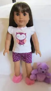 Sleep Over Short Purple Owl PJ Set fits Girl Doll 18 Inch Clothes Seller lsful