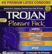 Trojan Pleasure Pack Lubricated Condoms Variety Pack (80 Condoms)