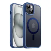Case Clear Magnetic Shockproof Cover - For Apple iPhone 15 Pro (Blue)