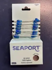 SEAPORT Mini LED String Lights Blue Battery Operated Fish Shaped Coastal Beach