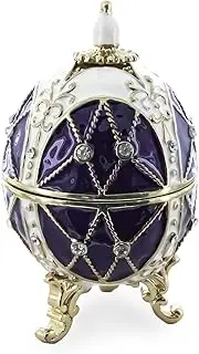 Trellis on Purple Enamel Royal Inspired Easter Egg 2.75 Inches