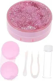 [YOSADIER] 1 Set Glitter Quicksand Lens Box with Mirror Creative Travel Lens Case Kit for Stylish Eye Care for Daily Use Lightweight Durable Design