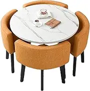 WUYIWENLOVE Office Reception Room Club Table and Chair Set, Reception Table and Chair Combination, Negotiation Table Sales Office Shops Meetings Small Round Tables (Orange,Cloth)
