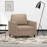 Sofa Chair Cappuccino, Small Room Couch, Living Furniture, Foldable Comfy Chair, Single Seater Bed for Bedroom, 60 cm Faux Leather