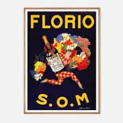 Galrie Vintage Florio Marsala Wine Advertising Poster Art Print for Home Decor, Wood Frame, 50 x 70cm (20 x 28inch)