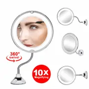 10X Magnifying Makeup Mirror with LED Light Cosmetic 360° Rotation Flexible