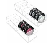 2Pcs Lipstick Compact Holder Acrylic Compact Holder Organizer Highlight Eyeshadow Tray Eyeshadow Tray Storage Box with 8 Grids