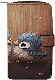 [LQPMNK] PU Leather Wallet, Love Birdie Stripe Print Wallet with Multiple Slots Elegant Wallet Business Wallet Travel Wallet Bifold Wallet, style, 19.7x11x3.5cm, Minimalist, Style, 19.7x11x3.5cm,