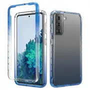 SSRGV JUSTUP for Samsung Phone Case Heavy Duty Protective Anti-Slick Soft Back Shell Hard PC Front Open Frame Slim Phone Cases for Samsung Galaxy S21