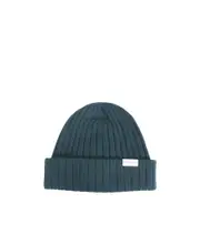 Woolrich Logo Patch Ribbed Beanie Blue