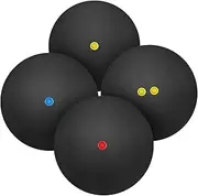 Outanaya 4 Pcs Squash Training Indoor Elastic Bouncy Bounce Balls Practice Flexible Competition Tennis Party Favors Sports Themed Party Favors Single Dot Racket Ball Black Rubber