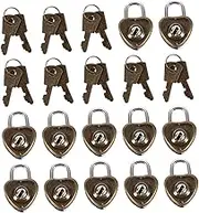 Gadpiparty 300pcs Heart Shaped Padlocks with Keys Antique Style Luggage Locks for Securing Valuables Classic Retro Design for Handbags Suitcases and Storage Boxes