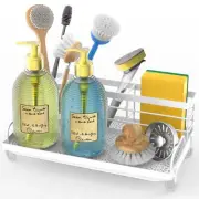 Kitchen Sink Caddy Organizer Rustproof Non-Slip Soap Dish Dispenser Brush Spo...