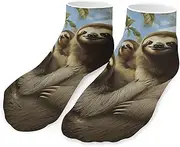 [QMNVBDS] Sloth Family Socks Ankle Length Socks Casual Short Socks for Women Men Low Cut Sports Socks Running Socks No Show Socks Ankle Socks Athletic Socks Workout Socks, Style, One Size