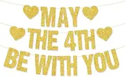 May The 4th Be With You Decorations, May The Fourth Be With You Banner for Star Birthday Decorations, Star Wars Party Decor 4th Birthday Party Photo Props