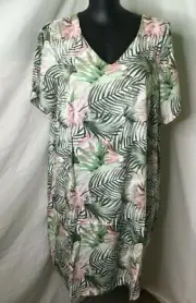 AUTOGRAPH MULTI COLOUR "PALM" COLD SHOULDER SHIFT DRESS SZ 24-NEW-REDUCED PRICE!