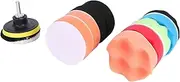 BUGUUYO 12pcs Wave Polishing Pads Kit for Auto Car Detailing Sponge Woolen Buffing Discs with Drill Adapter Hook Loop Design for Polishing