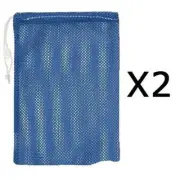 Greenbrook Sports 24"x36" Mesh Laundry, Ball, Gear Drawstring Blue Bag (2 Pack)