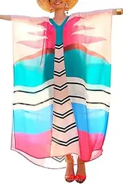[YouKD] Women's Long Kaftan Maxi Bohemian Dress Beach Coverup Robe Roomy Kimono One Size Loungewear