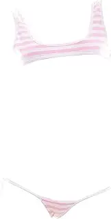 [SINMIUANIME] Women Japanese Style Anime Lingerie Sexy Blue/Pink Striped Micro Bikini Cosplay Bra and Panty Set