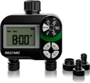Tap Timer 2 Outlets, Irrigation Hose Timer with Rain Delay/Manual/Automatic Wate