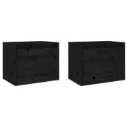 2x Floating Cabinet Wall Mount Storage Rack Wooden Book TV Display Shelf Black