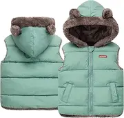 [KEOYA] Boys Girls Hooded Puffer Vest Sherpa Fleece Lined Vest Warm Winter Sleeveless Jacket Bear Ears Zipper Up Down Vest